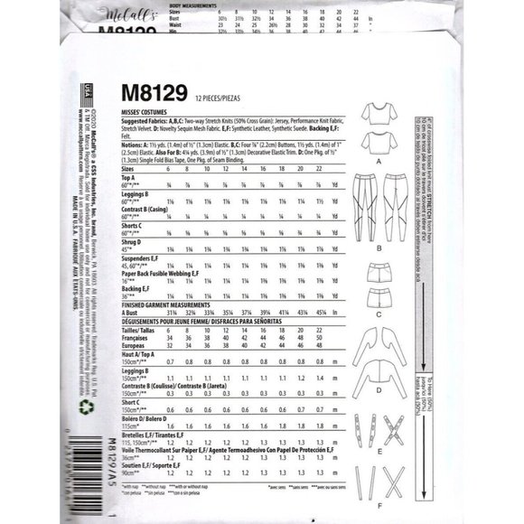 McCalls M8129 Misses 6 to 14 Costume Harley Quinn Shorts, Pants Sewing Pattern - Picture 2 of 2